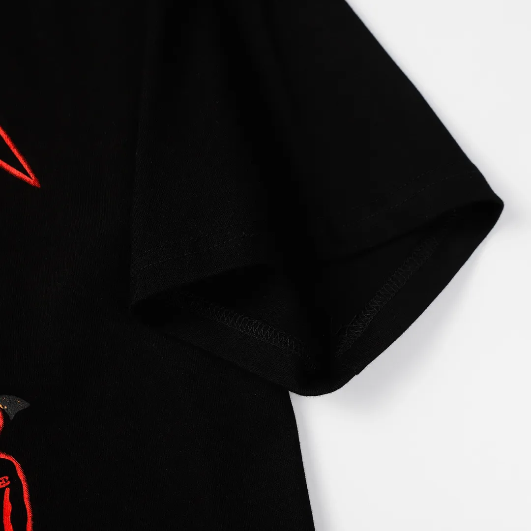 Saint Michael series retro trendy round neck short sleeves Model number: 3153P110 Color: black Size: S M L XL